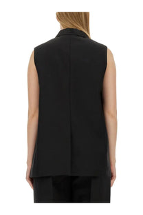 Fendi women’s tailored vest black sleeveless blazer with structured collar and clean tailored lines