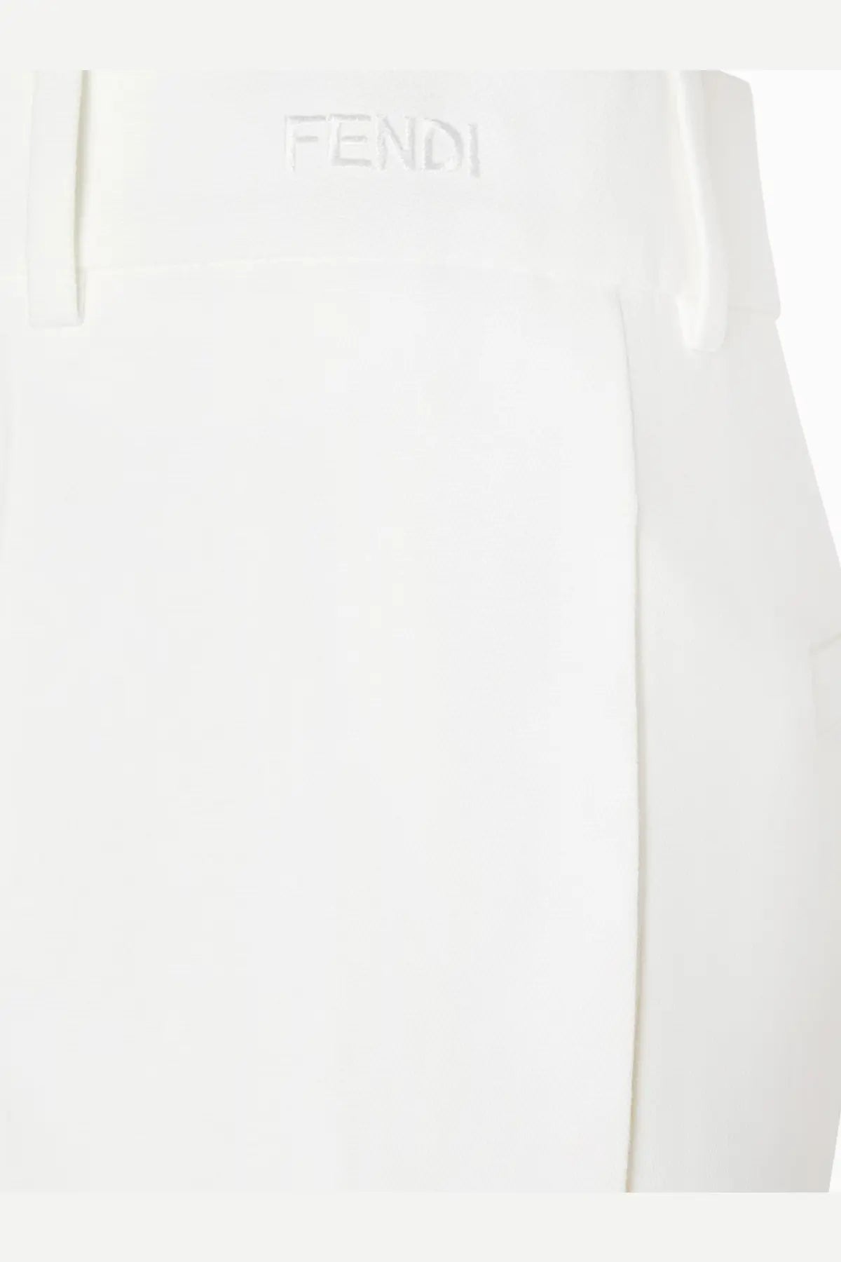 Fendi women’s white technical canvas trousers with pleated design and sleek minimalist style