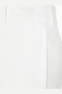 Fendi women’s white technical canvas trousers with pleated design and sleek minimalist style