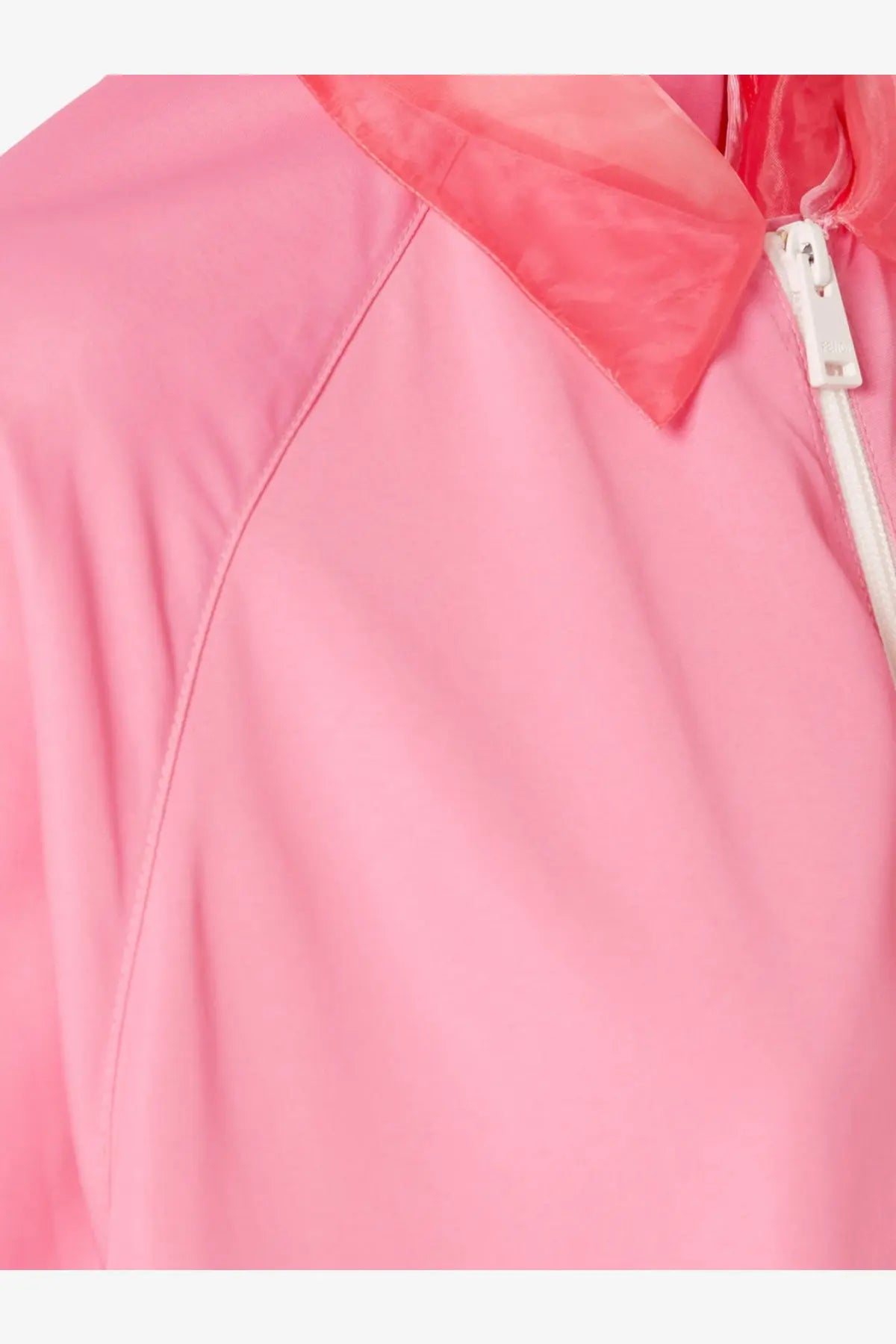 Fendi women’s technical viscose jacket azalea 26 in pink nylon with translucent pink collar and white zipper