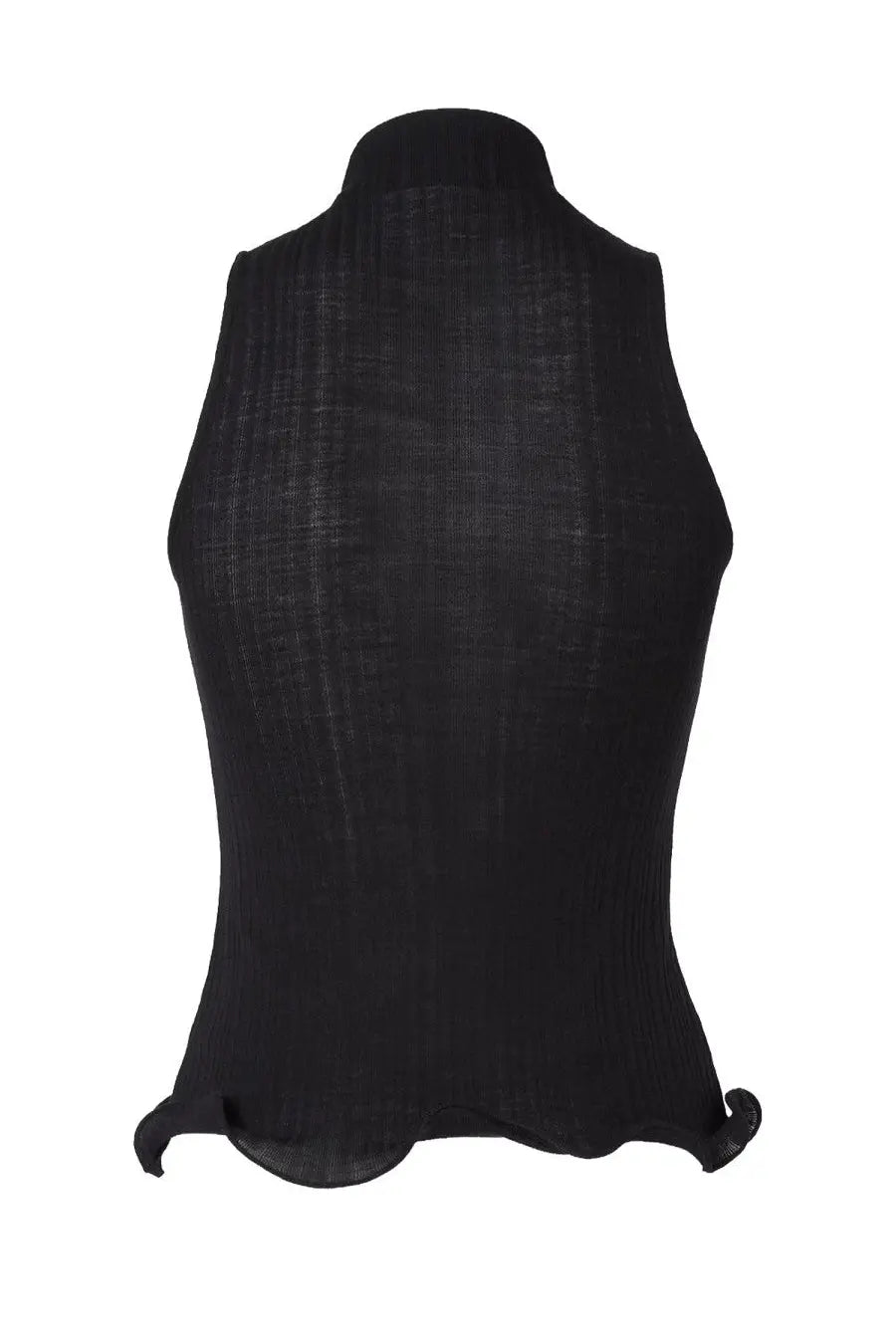 Fendi women’s black sleeveless top with high neckline and textured fabric perfect for stylish layering