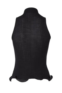 Fendi women’s black sleeveless top with high neckline and textured fabric perfect for stylish layering