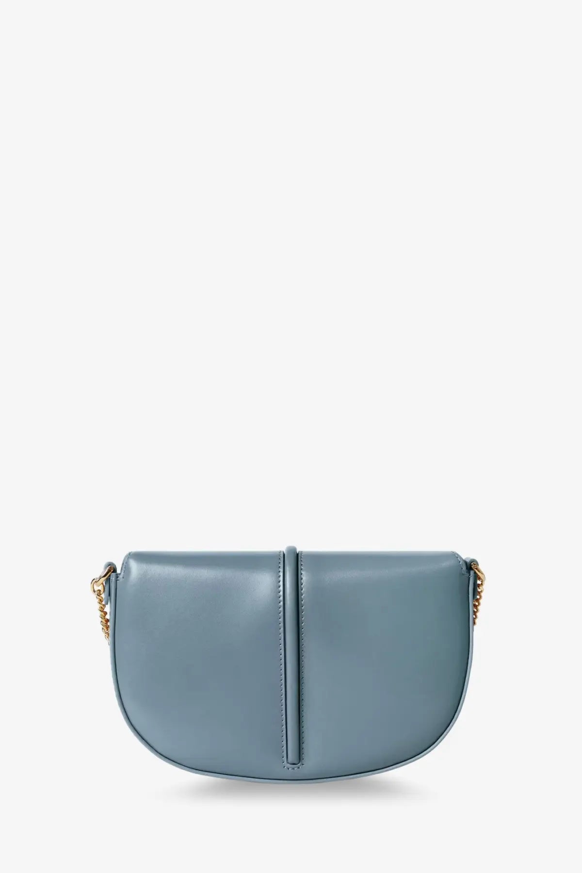 Fendi women’s wallet on chain crossbody bag in light blue leather with gold-tone chain strap and subtle stitching details