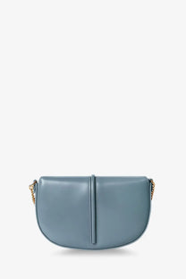 Fendi women’s wallet on chain crossbody bag in light blue leather with gold-tone chain strap and subtle stitching details