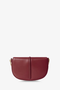 Fendi women’s wallet on chain crossbody bag in burgundy leather with gold tone chain strap and vertical stitching