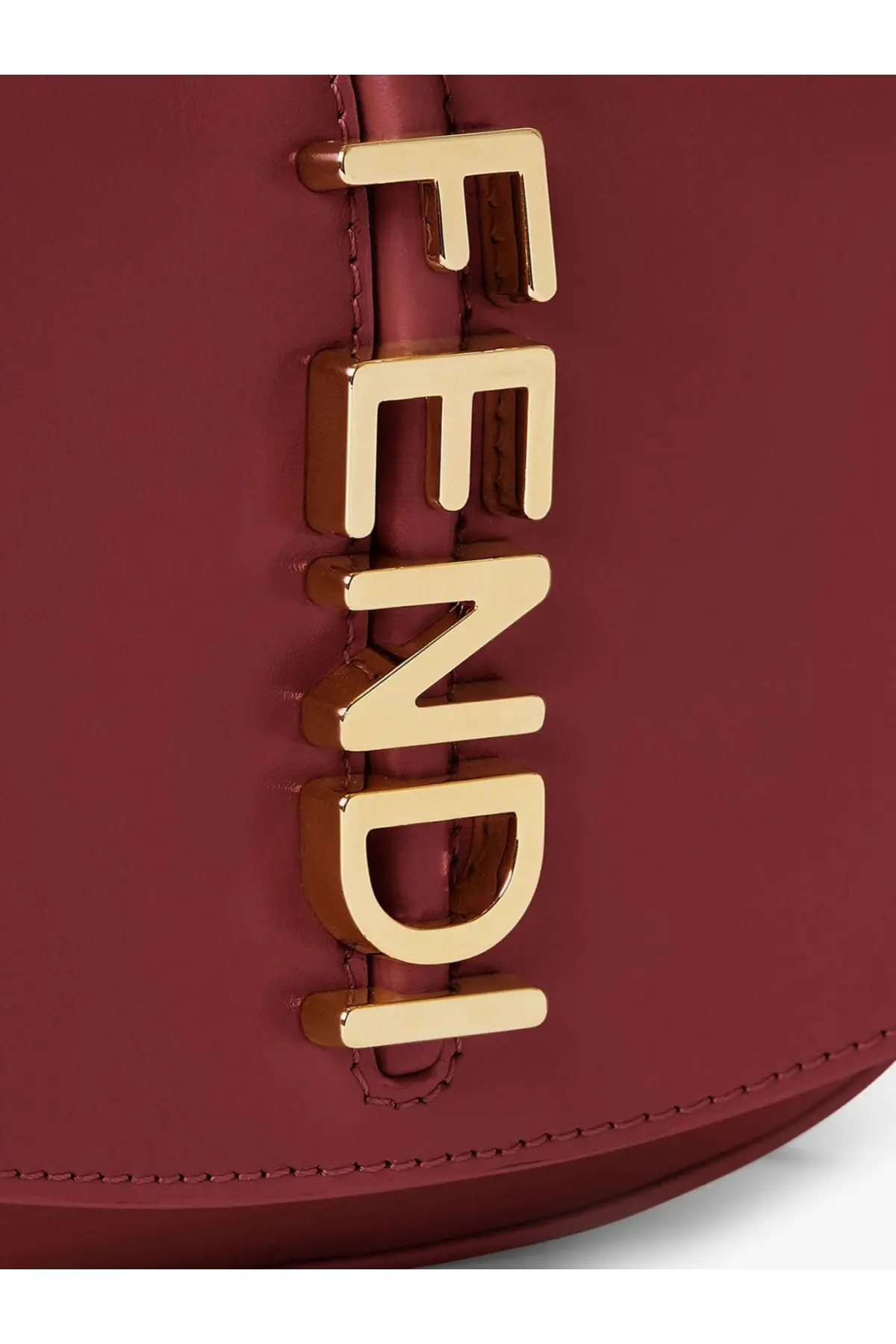 A burgundy fendi wallet on chain fendigraphy leather crossbody bag with gold-tone lettering in red