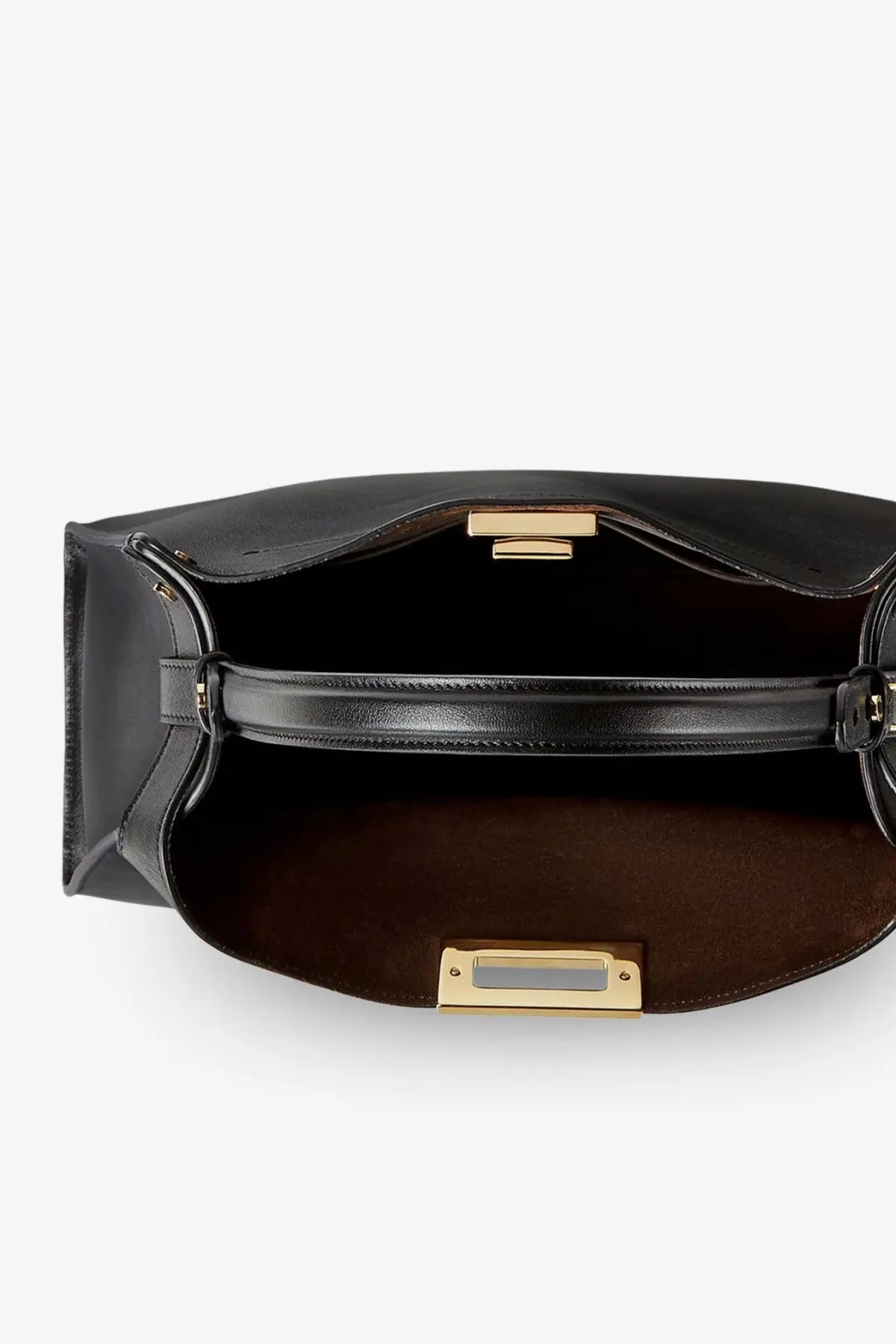 Fendi women’s way medium black leather shoulder bag with gold-tone hardware and structured interior