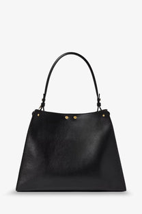 Fendi women’s way medium black leather tote bag with gold-tone hardware accents and shoulder strap