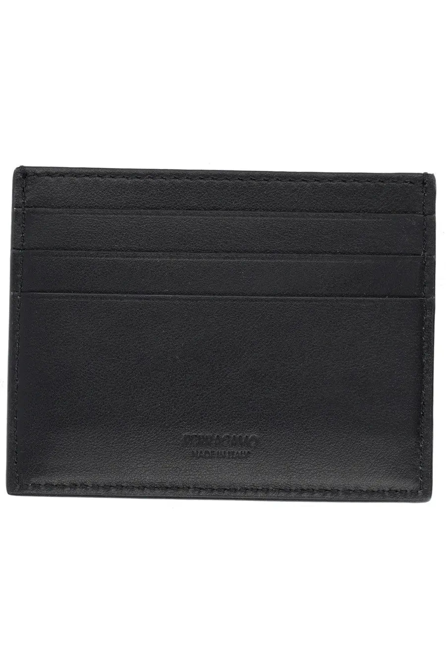 Ferragamo men’s black leather card holder with embossed branding showcasing luxury and durable design