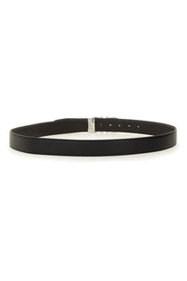 Ferragamo men’s cintura in pelle black leather belt with sleek silver toned buckle for formal wear