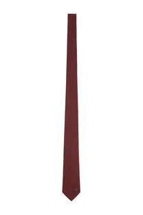 Ferragamo men’s cravatta in seta red sleek solid burgundy silk tie with subtle sheen and small embroidered logo at tip