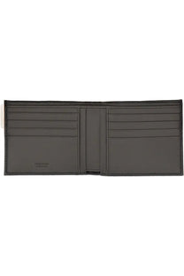 Ferragamo men’s gancini wallet black dark gray leather with multiple card slots and minimalist design