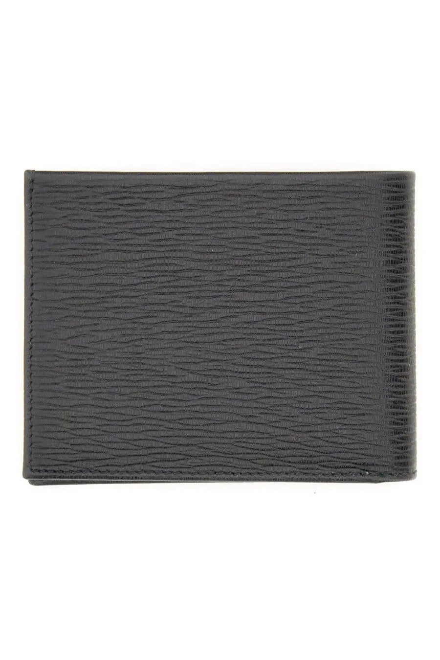 Dark gray ferragamo men’s hooks wallet black with subtle grainy texture and precise edge stitching