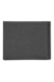 Dark gray ferragamo men’s hooks wallet black with subtle grainy texture and precise edge stitching