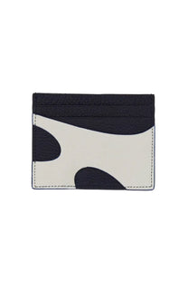 Ferragamo men leather card holder white with minimalist black and white abstract pattern textured leather and stitching