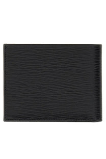 Ferragamo men’s leather wallet black with subtle grainy texture and precise stitching along the edges