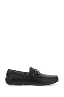 Black leather loafers with silver-toned horsebit buckle ferragamo mens moccasin gancini black