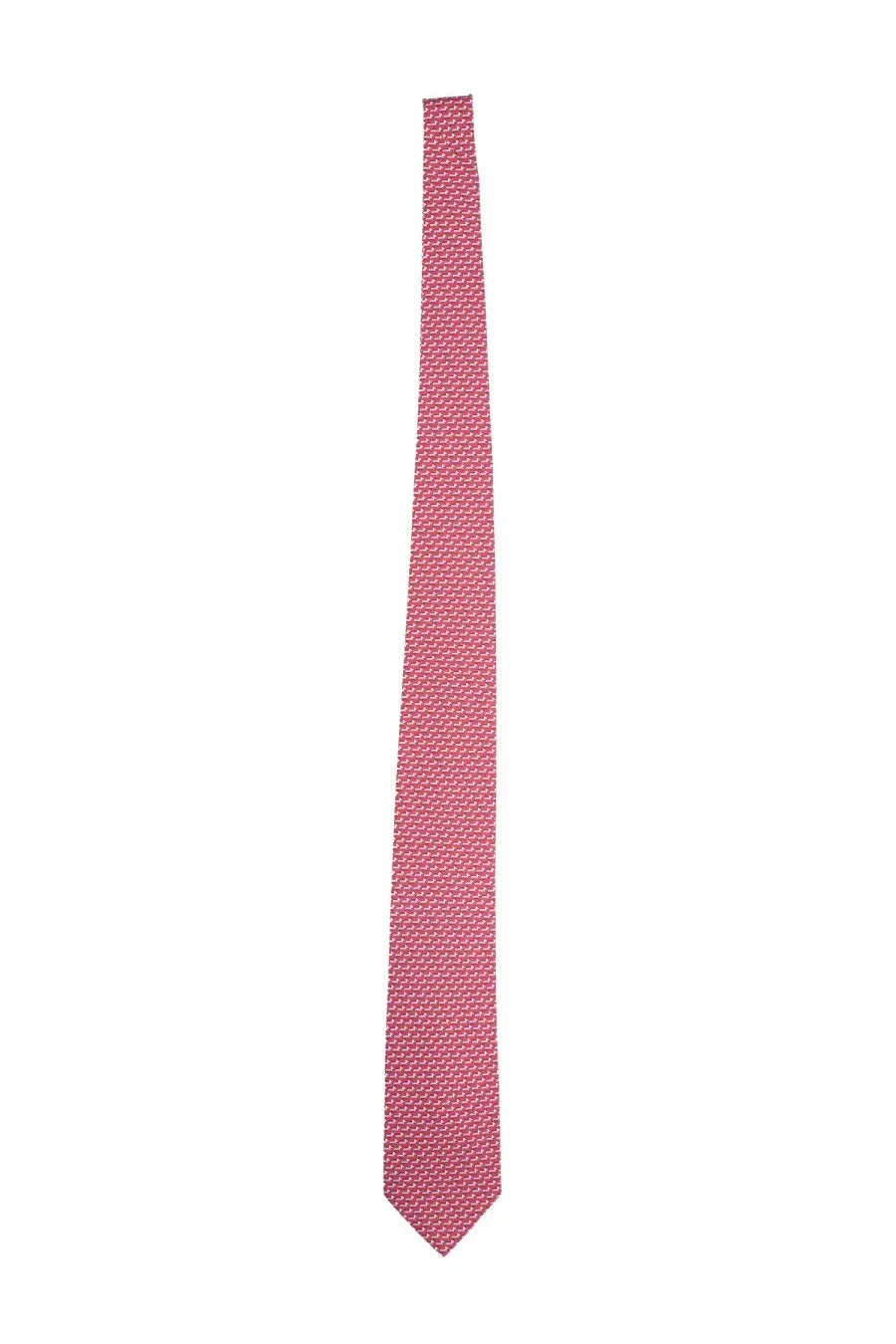 Ferragamo men’s silk tie in solid red with a sleek subtle textured pattern made of smooth silk