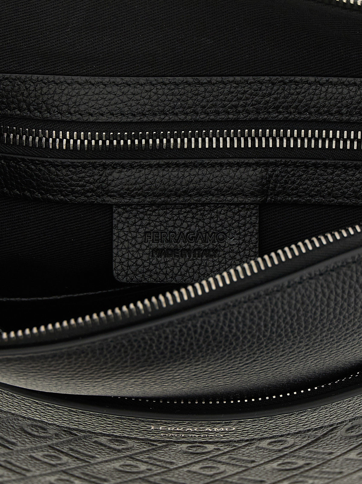 Ferragamo Ferragamo Monogram Messenger Crossbody Bag Black