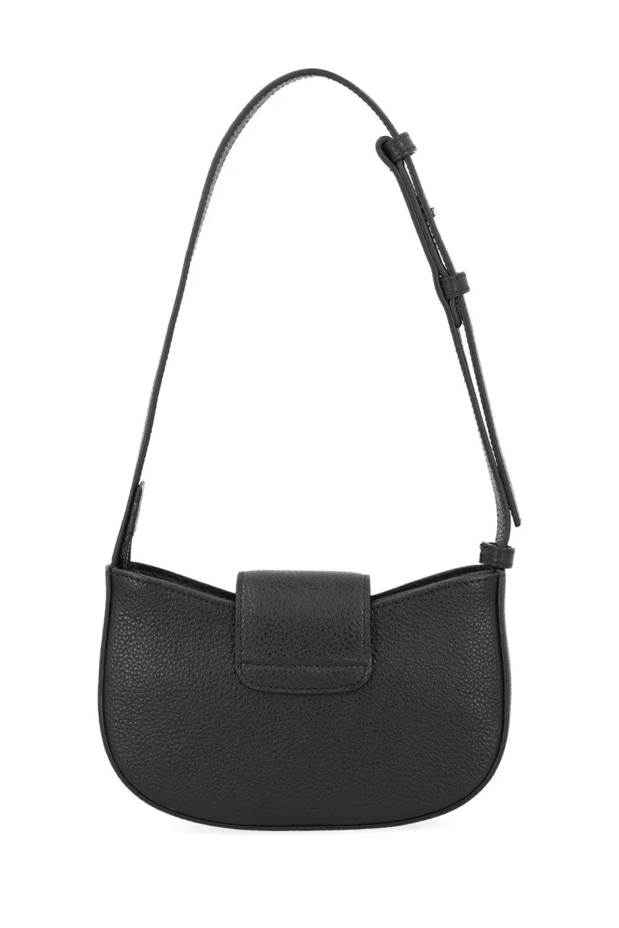 Ferragamo women’s bag gabry black black pebbled leather shoulder bag with minimalist flap closure and adjustable strap