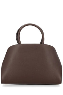 Ferragamo womens borsa hug medium brown handbag in brown pebbled leather with rounded top handles