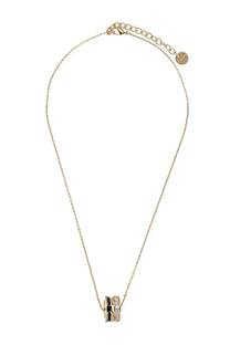 Ferragamo women’s gold necklace with adjustable chain and pendant featuring black and crystal circular discs