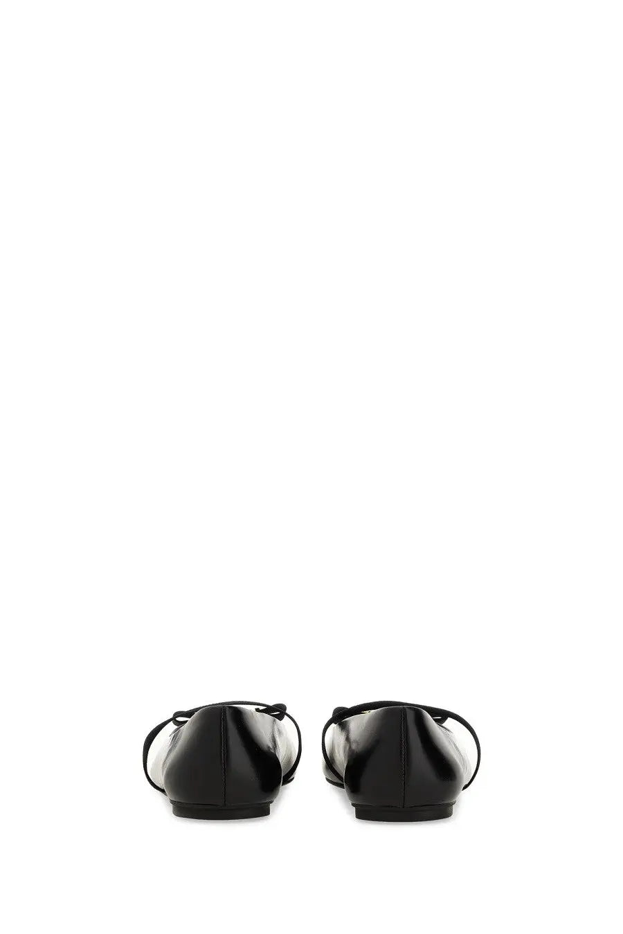 Ferragamo women’s dancer zina black patent leather ballet flats with glossy finish and thin ankle straps