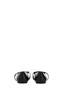 Ferragamo women’s dancer zina black patent leather ballet flats with glossy finish and thin ankle straps