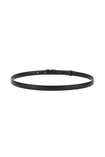 Ferragamo women’s gancini belt black made of black leather with a subtle texture and minimalist gold-tone buckle