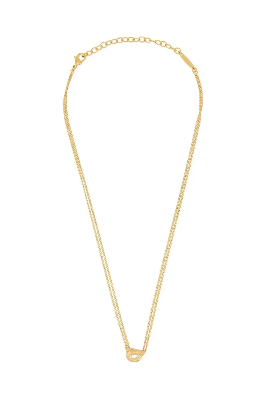 Ferragamo womens gold-toned double-strand chain necklace with minimalist circular pendant in gold