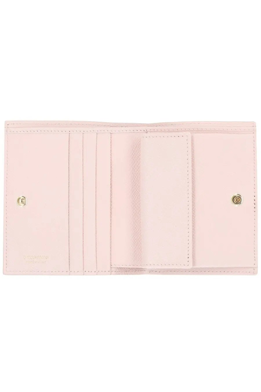 Ferragamo women’s hooks wallet pink delicate leather with gold-tone hardware and minimalist design