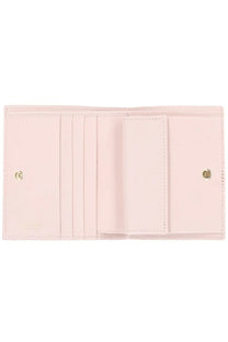 Ferragamo women’s hooks wallet pink delicate leather with gold-tone hardware and minimalist design