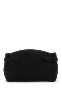 Ferragamo women’s hug soft bag black black suede clutch with two horizontal strap handles