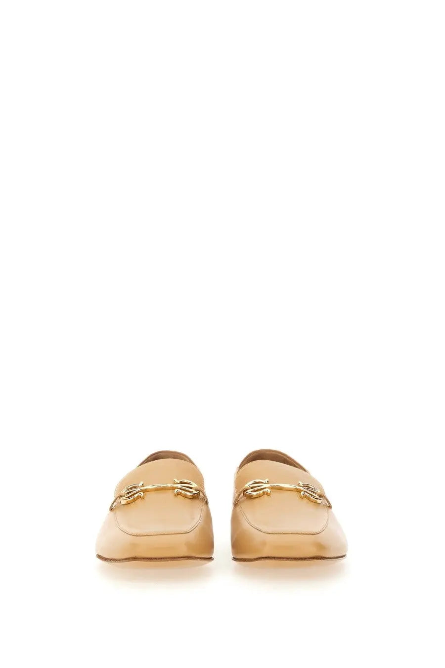 Ferragamo women’s loafer Louis beige leather loafers with a gold-tone horsebit buckle on the front