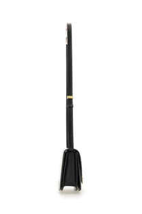 Ferragamo women’s shoulder bag flame black in black leather with gold-tone hardware and minimalist crossbody design
