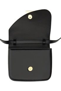 Ferragamo women’s shoulder bag flame black black leather crossbody with gold-tone hardware and minimalist design