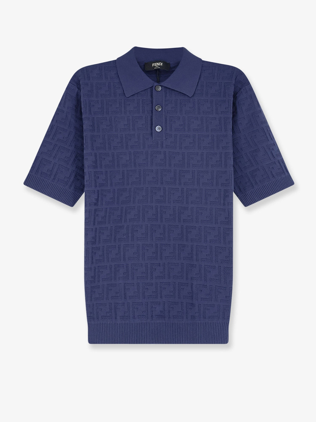 Fendi Men's FF Cotton Polo Shirt Blue