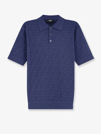 Fendi Men's FF Cotton Polo Shirt Blue