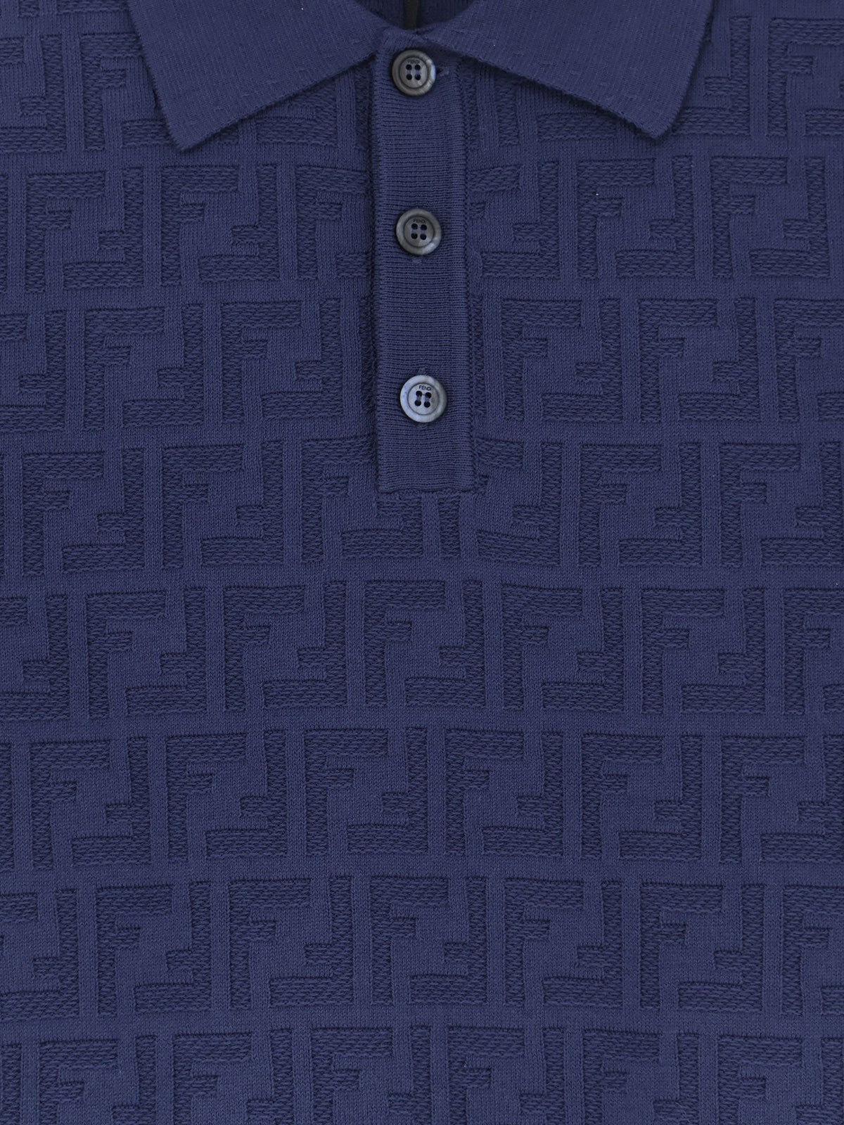 Fendi Men's FF Cotton Polo Shirt Blue