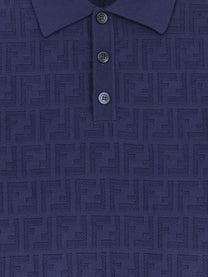 Fendi Men's FF Cotton Polo Shirt Blue