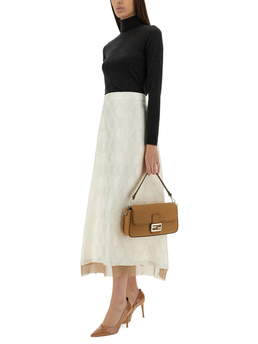 Fendi Women's FF Silk Skirt White