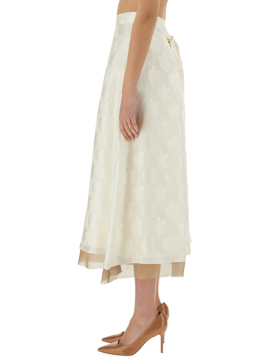 Fendi Women's FF Silk Skirt White