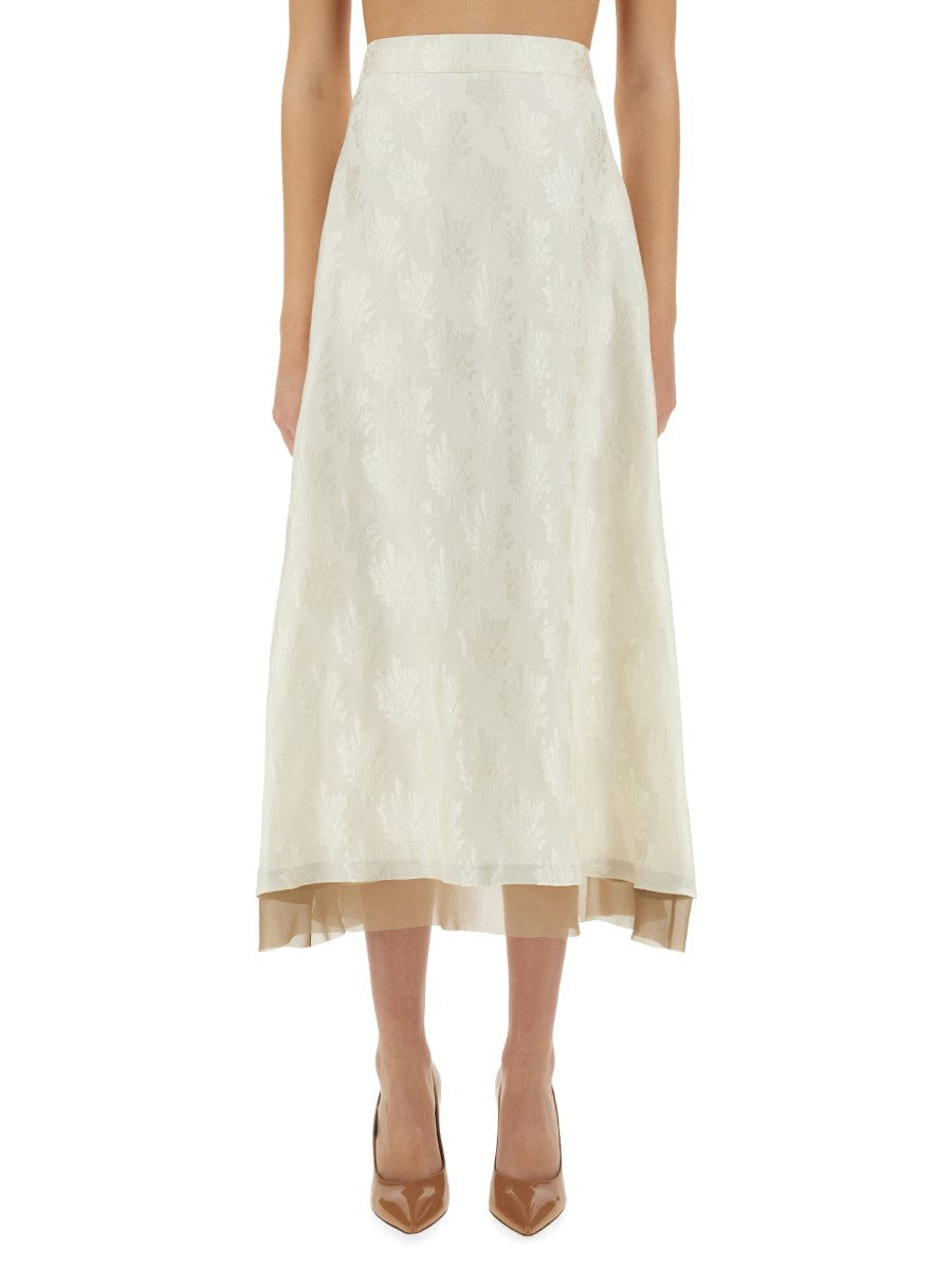Fendi Women's FF Silk Skirt White