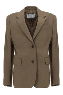 Filippa K women’s blazer Delilah brown structured tan double-breasted with black buttons tailored for formal wear