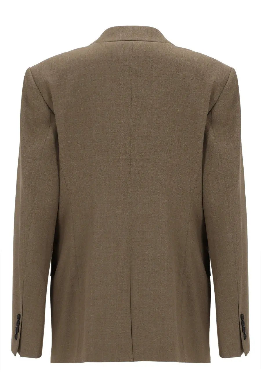 Filippa K women’s blazer Delilah brown shown from the back in olive green with structured design and subtle texture