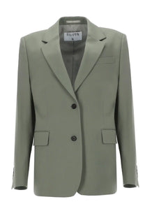 Filippa K women’s blazer Delilah green in sleek olive color with structured silhouette two buttons and flap pockets
