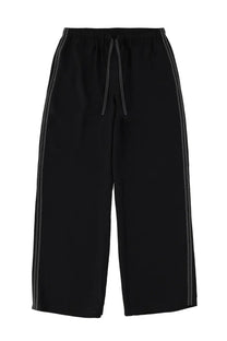 Filippa k women’s draped black wide-leg pants with white vertical stripe detailing on sides for elegant wear