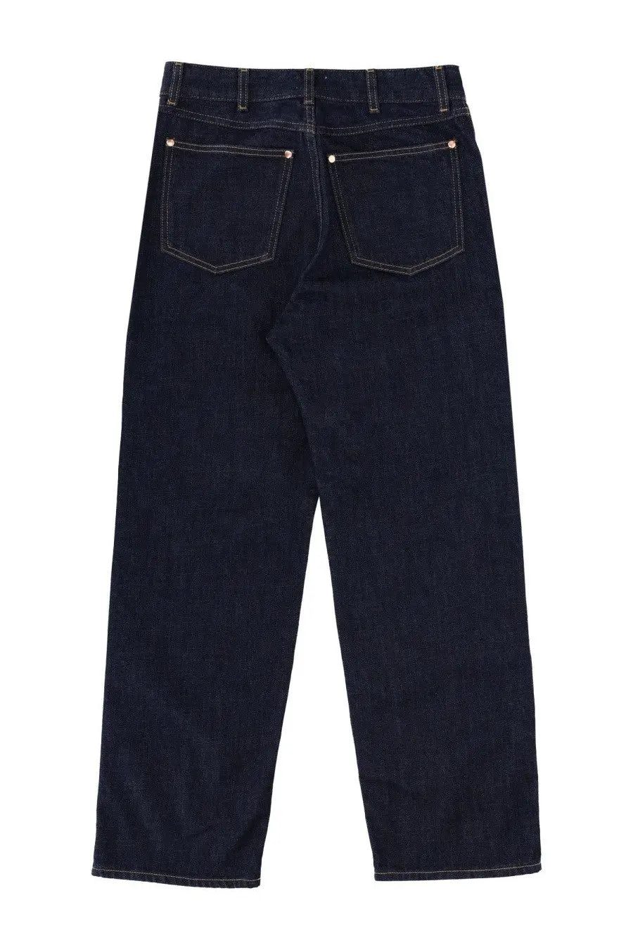 Filippa K women’s high waist dark indigo denim jeans with straight-leg cut and contrasting light stitching