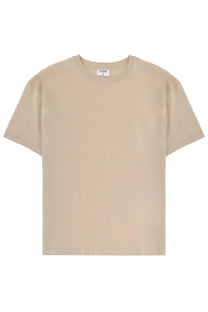 Beige crew-neck Filippa K women’s loose fit shirt with minimalist design made from soft cotton fabric