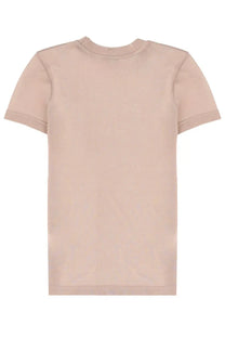 Filippa K women’s lyocell beige short-sleeved shirt with a minimalist crew neck and clean design
